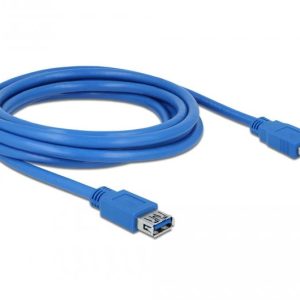 Удължителен кабел Delock USB-A мъжко - USB-А женско, 3 м, Екраниран, Син 1