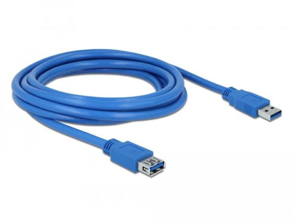 Удължителен кабел Delock USB-A мъжко - USB-А женско, 3 м, Екраниран, Син 1