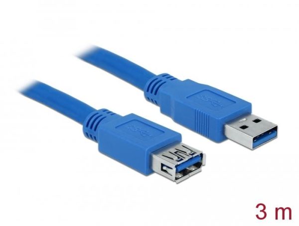 Удължителен кабел Delock USB-A мъжко - USB-А женско, 3 м, Екраниран, Син 2