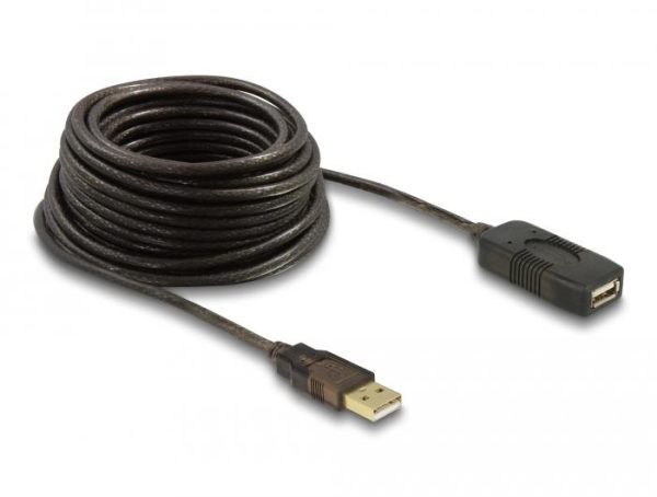Удължителен кабел DeLock, USB-A мъжко - USB-A женско, USB 2.0, 10 м, Черен 1