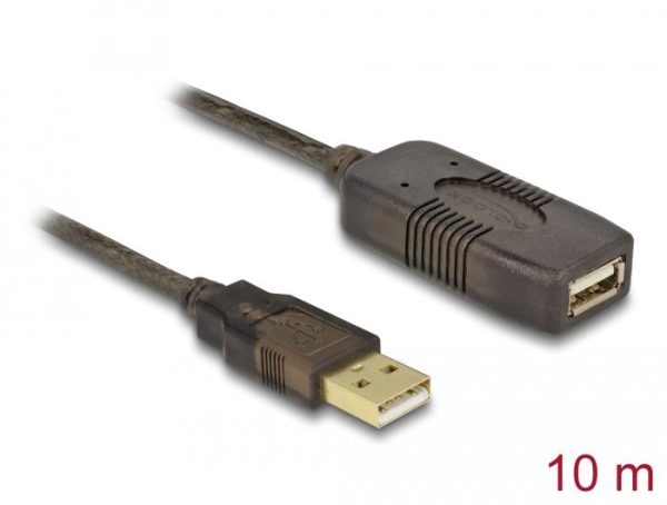 Удължителен кабел DeLock, USB-A мъжко - USB-A женско, USB 2.0, 10 м, Черен 2