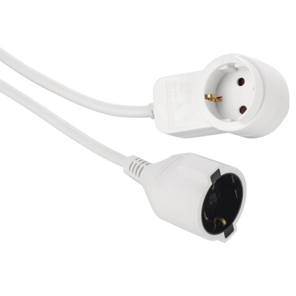 Удължителен кабел HAMA Powerplug, Шуко мъжко, Шуко женско, Допълнителен контакт, 3.0 m, Бял 1