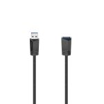 Удължителен кабел HAMA, USB 3.0 A мъжко - USB-А женско,1.5 м, Екраниран, Черен 1