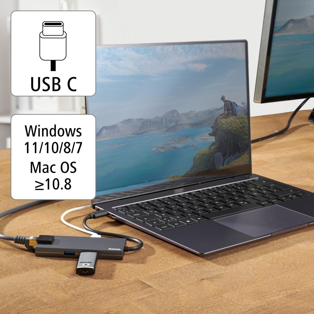 USB-C хъб, 5-портов, 2 x USB-A, 1 x USB-C, 1 x HDMI, 1х LAN, Сив 7