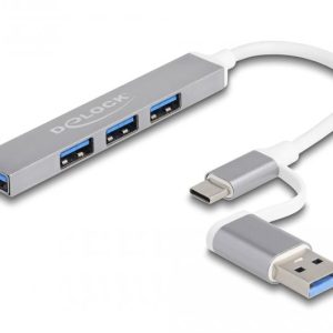 USB хъб Delock, USB-C / USB-A - 3 x USB-A 2.0 + 1 x USB-A 5 Gbps 1