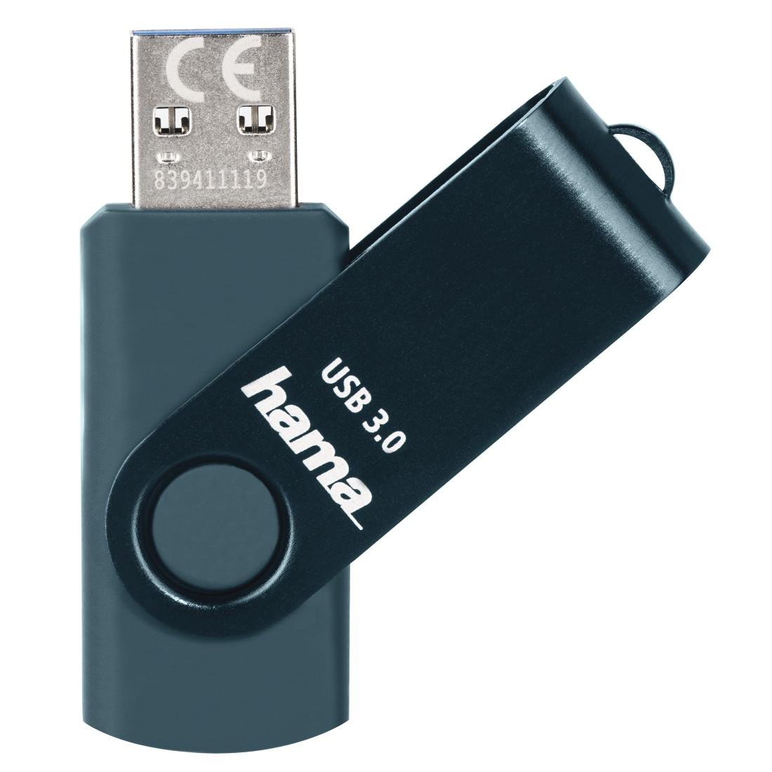USB памет HAMA Rotate, 128GB, USB 3.0 90 MB/s, Петролно синьо 3