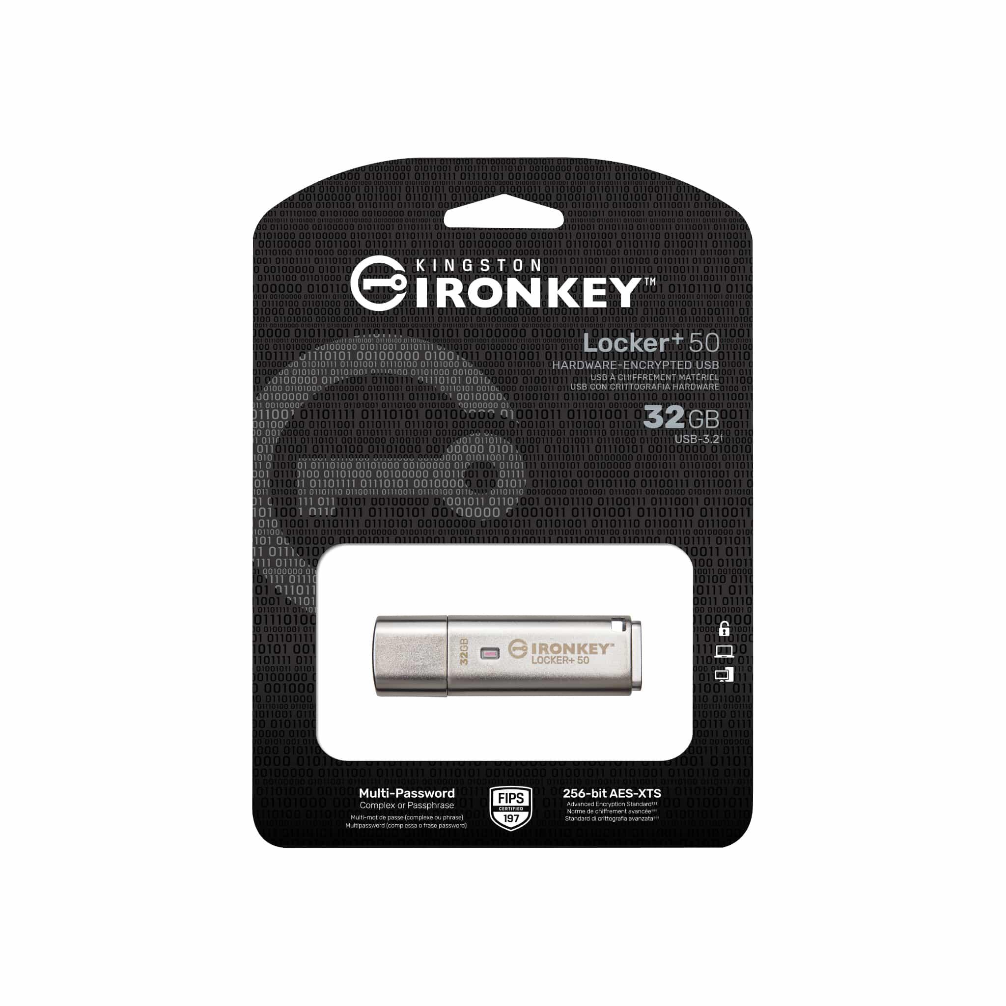 USB памет KINGSTON IronKey Locker+ 50 - 32GB XTS-AES 256-bit 3