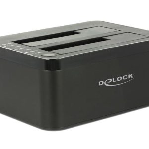 Външна докинг станция Delock 62661, за 2.5"/3.5" HDD/SSD, USB 3.0, Функция за клониране, Черен 1