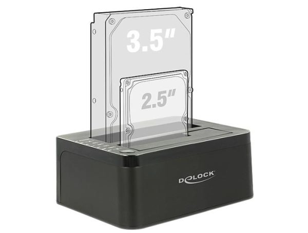 Външна докинг станция Delock 62661, за 2.5"/3.5" HDD/SSD, USB 3.0, Функция за клониране, Черен 3
