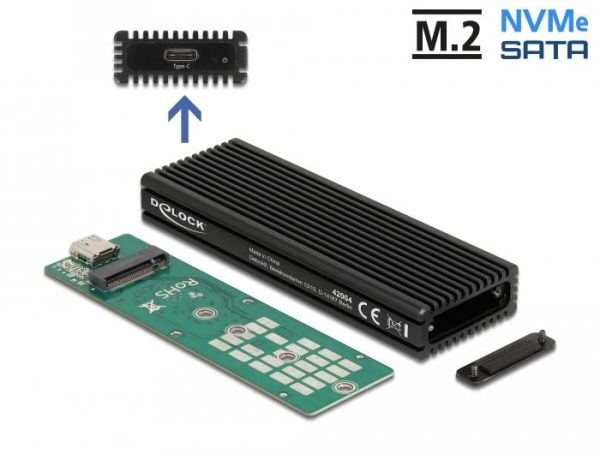 Външно чекмедже Delock за M.2 NVMe PCIe или SATA SSD, USB-C 3.2 Gen 2 3