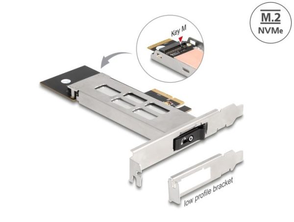 Вътрешна тава Delock, PCI Express Card за 1 x M.2 NVMe SSD - Low Profile Form Factor 4