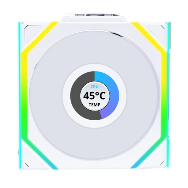 Вентилатор Lian Li UNI FAN SL Wireless LCD Reverse Blade ARGB PWM - 120 mm Бял 1