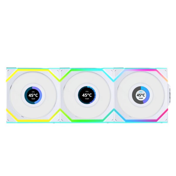 Вентилатори 3бр Lian Li UNI FAN SL Wireless LCD ARGB PWM - 120 mm Бели 1