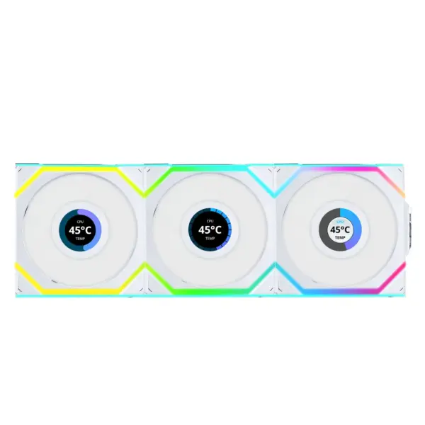 Вентилатори 3бр Lian Li UNI FAN SL Wireless LCD Reverse Blade ARGB PWM - 120 mm Бели 1