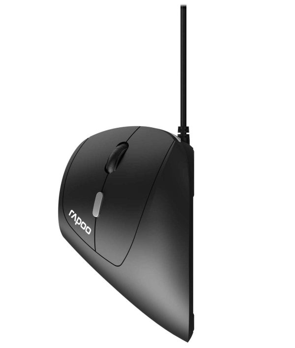 Вертикална ергономична мишка RAPOO EV200, С кабел, Черна 3
