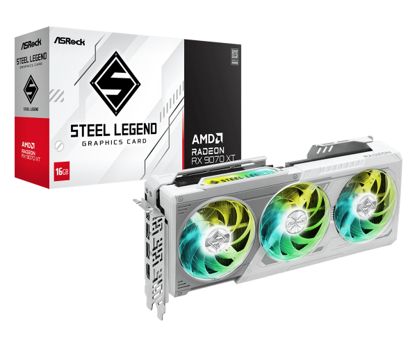 Видео карта ASRock RADEON RX 9070 XT STEEL LEGEND 16GB GDDR6 6