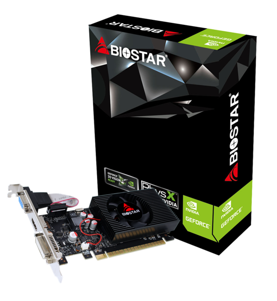 Видео карта BIOSTAR GeForce GT730, 2GB, GDDR3, 128 bit, DVI-I, D-Sub, HDMI 1
