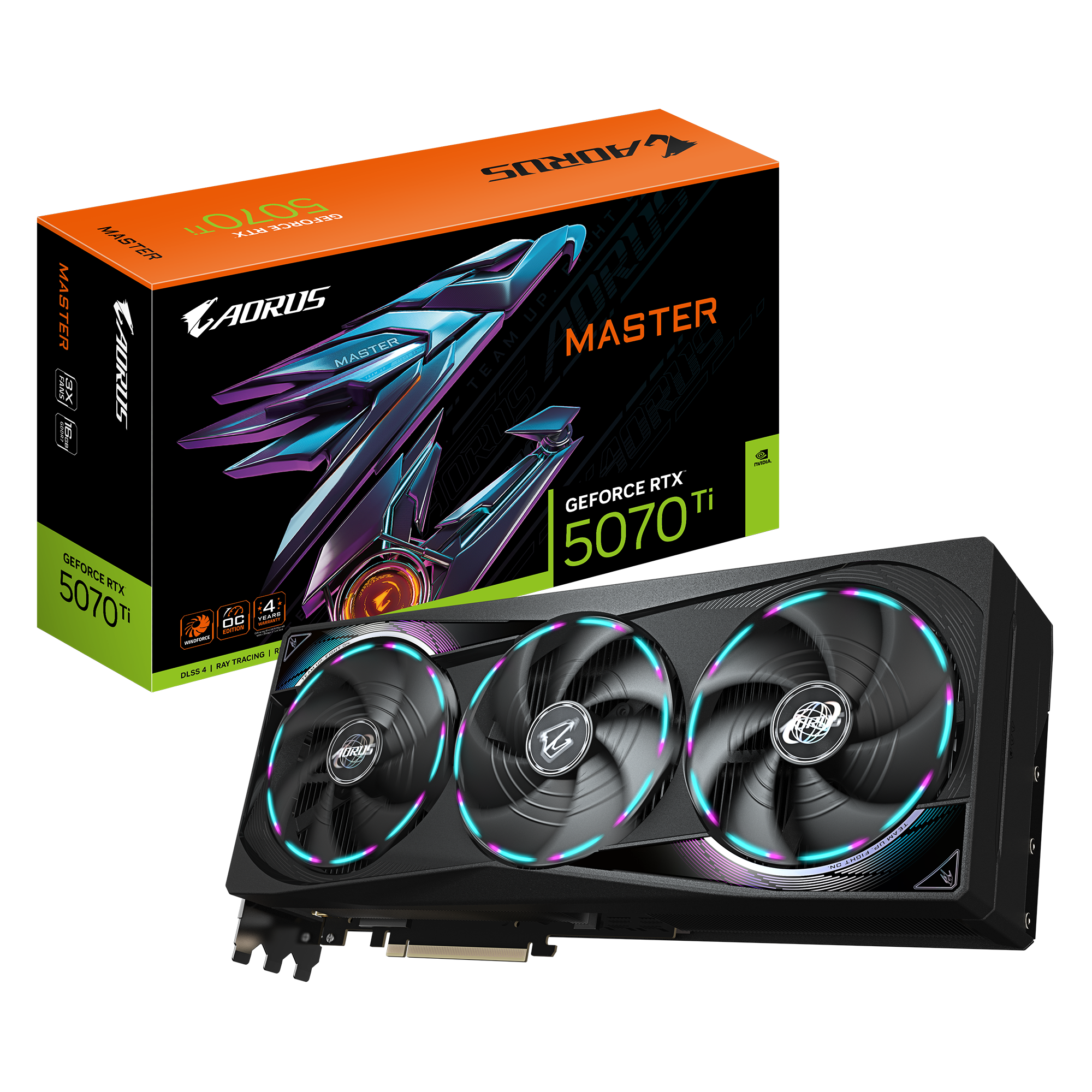 Видео карта GIGABYTE AORUS RTX 5070 TI MASTER 16GB GDDR7 10