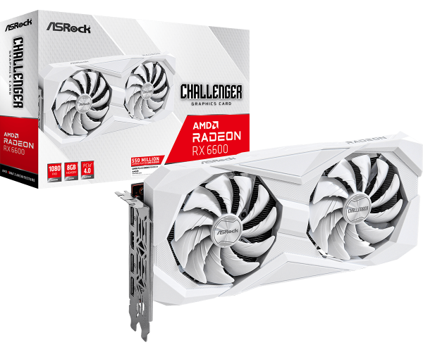 Видеокарта ASRock AMD Radeon RX 6600 Challenger White 8GB 6