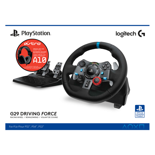 Волан Logitech Driving Force G29 PS3/PS4/PS5/PC в комплект с геймърски слушалки Astro A10 3