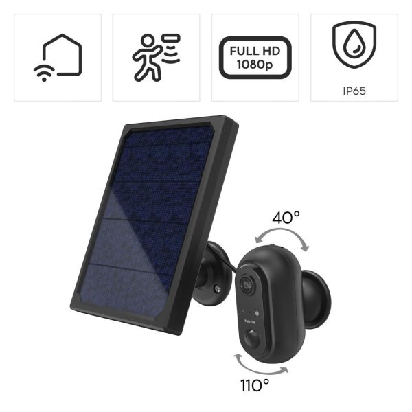 WiFi външна камера Hama, Със соларен панел, Батерии, Детектор за движение, 1080p 8
