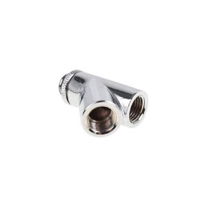 Y-конектор Alphacool Eiszapfen, Въртящ се, 45°, G1/4 външна към 2 x G1/4 вътрешна резба, Сребрист 1