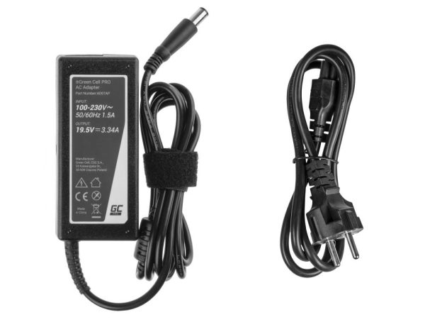 Захранване за лаптоп GREEN CELL, AC Adapter за DELL  PRO Charger / AC Adapter 19.5V 3.34A 65W for Dell Latitude E6330 E6410 E6430 E6530 E7440 Inspiron 15 5558 15R N5110 3