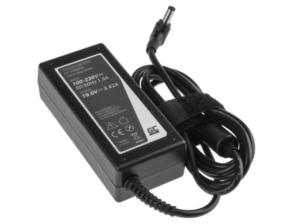 Захранване за лаптоп GREEN CELL, PRO Charger / AC Adapter 19V 3.42A 65W for Asus R510C R510L R556L X550C X550L Toshiba Satellite C650 L750 5.5mm-2.5mm 2