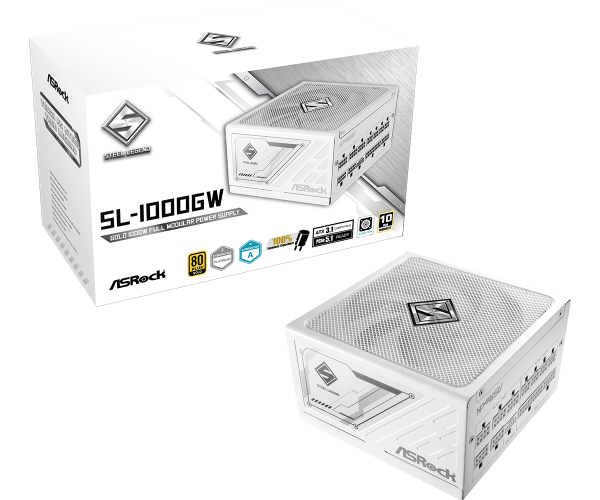 Захранващ блок ASRock Steel Legend White 1000W 80+ Gold 6