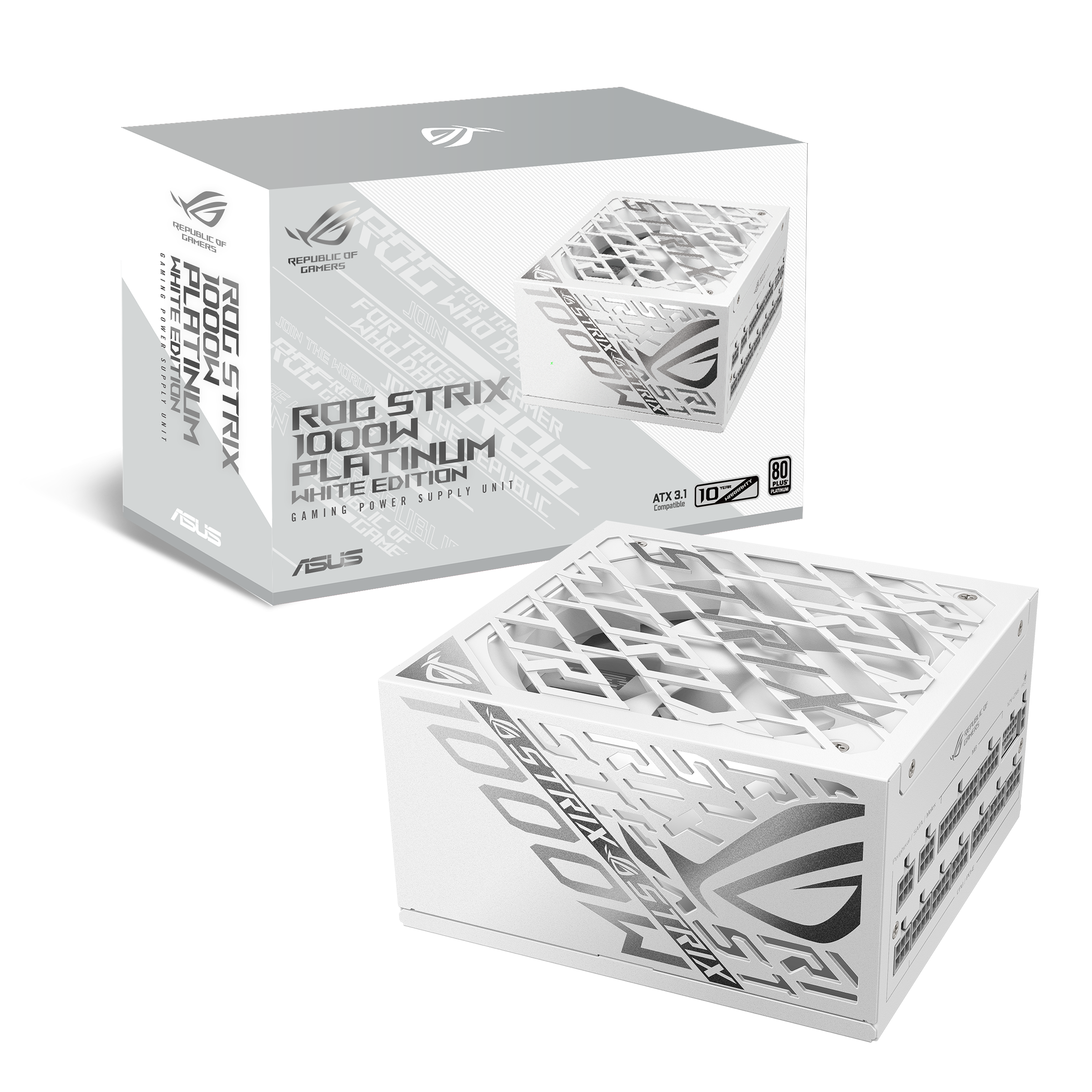Захранващ блок ASUS ROG STRIX 1000W White Edition, 80+ Platinum PCIe 5.1, Fully Modular 12