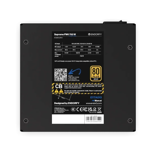 Захранващ блок Endorfy Supremo FM6 750W 80+ Gold, PCIe 5.1 - Fully Modular 7