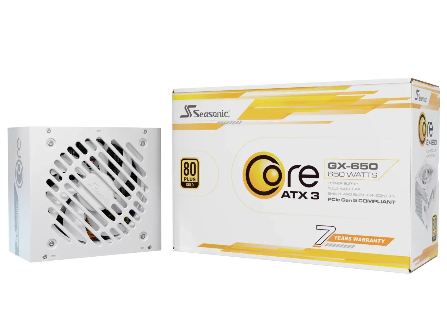 Захранващ блок Seasonic CORE GX White 650W 80+ Gold, Fully Modular, ATX 3.1, PCIe 5.1 10