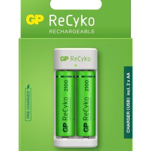 Зарядно GP BATTERIES E211 + 2 * 2100mAh AA, За 2 броя, NiMH 1