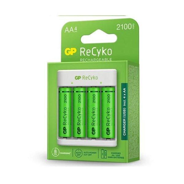 Зарядно GP BATTERIES E411 +  2100mAh AA, За 4 броя, NiMH 2