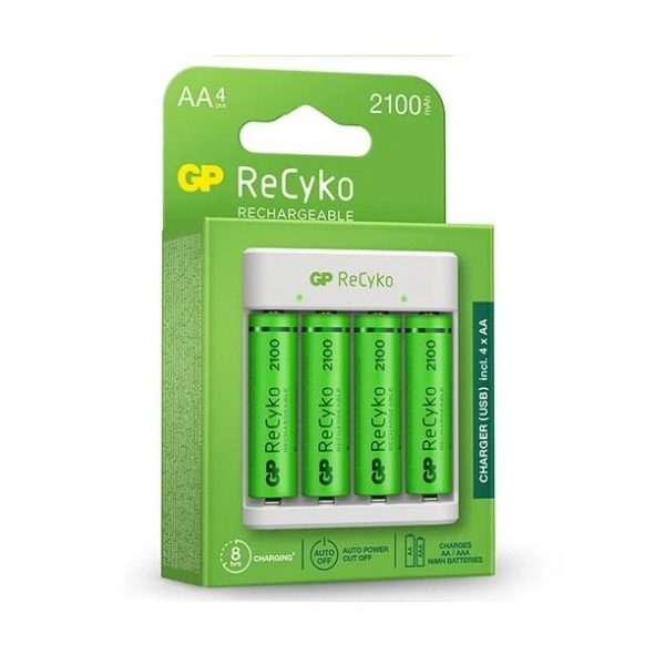 Зарядно GP BATTERIES E411 +  2100mAh AA, За 4 броя, NiMH 3