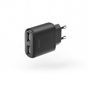 Зарядно HAMA 220V, 2 x USB-A, 12W, Черен 1