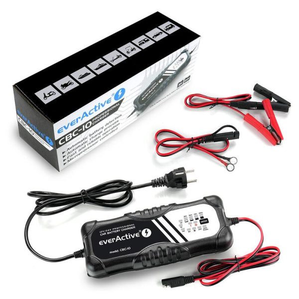 Зарядно процесорно устройство за акумулатор 12V/24V everActive CBC-10 v2  до 10А за автомобили и мотоциклети 3