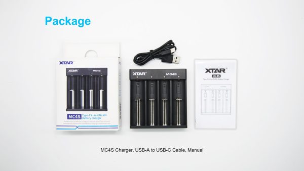 Зарядно у-во  XTAR MC4S, USB Type-C, Universal Charger, LiIon & NIMH, 18650, CR123, AA, AAA 2