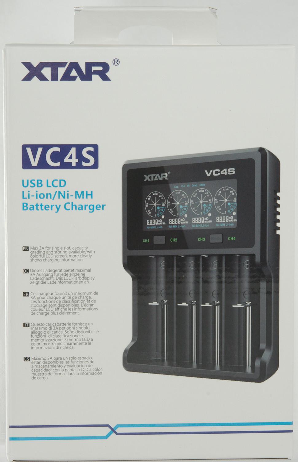 Зарядно у-во XTAR VC4SL, 4 гнезда, LCD дисплей, USB, LiIon & NIMH, 18650, CR123, AA, AAA 2
