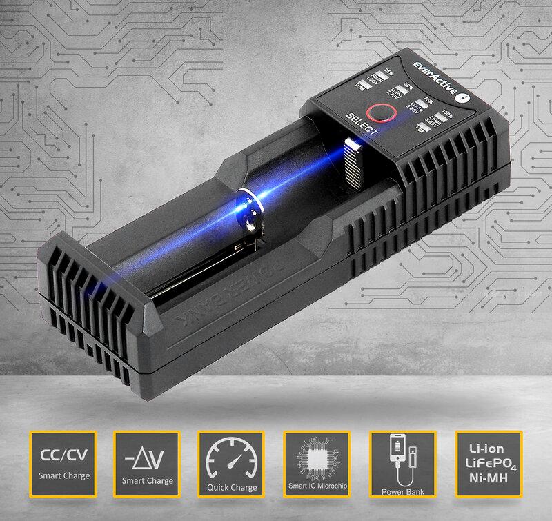 Зарядно устройство за LiIon/NiMh батерии 3,7v/1.2v универсално 1 гнездо USB micro UC-100 EverActive 3