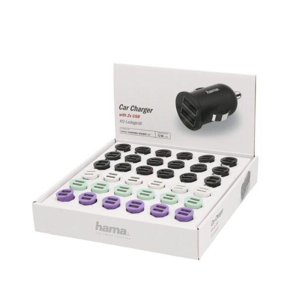 Зарядно за кола HAMA, 2 x USB, 2.4 A, Различни цветове 1