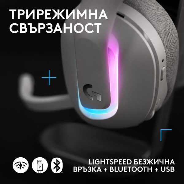 Геймърски слушалки Logitech G522 Lightspeed Wireless RGB, Микрофон, Бели 6