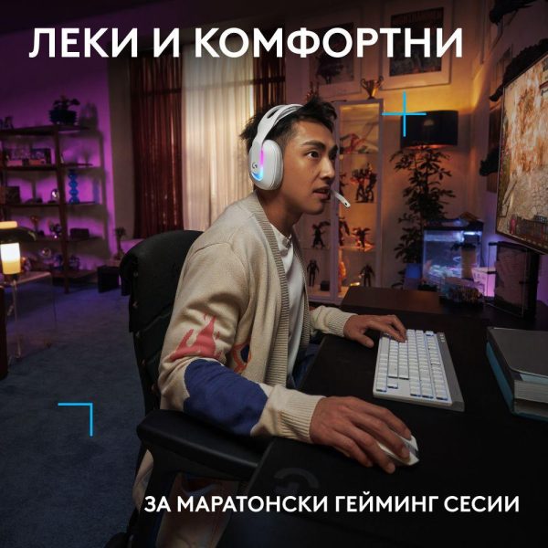 Геймърски слушалки Logitech G522 Lightspeed Wireless RGB, Микрофон, Бели 7