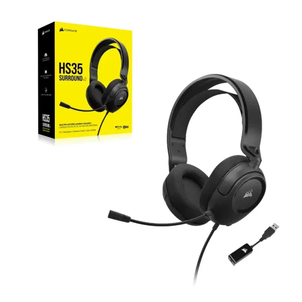 Геймърски слушалки с микрофон Corsair HS35 SURROUND v2 7.1 Dolby Audio 3.5mm/USB 2