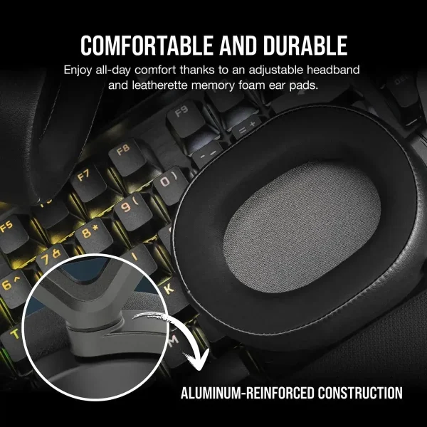 Геймърски слушалки с микрофон Corsair HS65 v2 Carbon безжични и блутут PC/PS5/PS4, Black 6