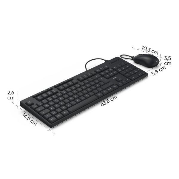 HAMA Жичен комплект клавиатура и мишка CKM-200, USB-A, USB-C 11