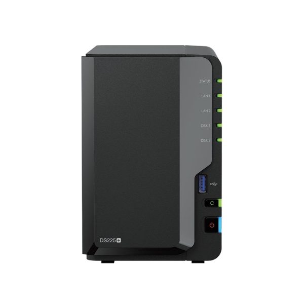 Мрежов сторидж Synology DS225+, за 2 диска, Intel Celeron J4125 , 2GB DDR4 SODIMM 2