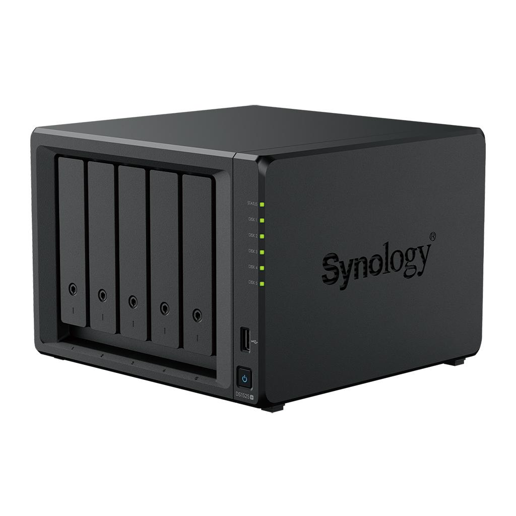 Мрежов сторидж Synology NAS DS1525+, за 5 диска, AMD Ryzen V1500B, 8GB DDR4 SODIMM 1