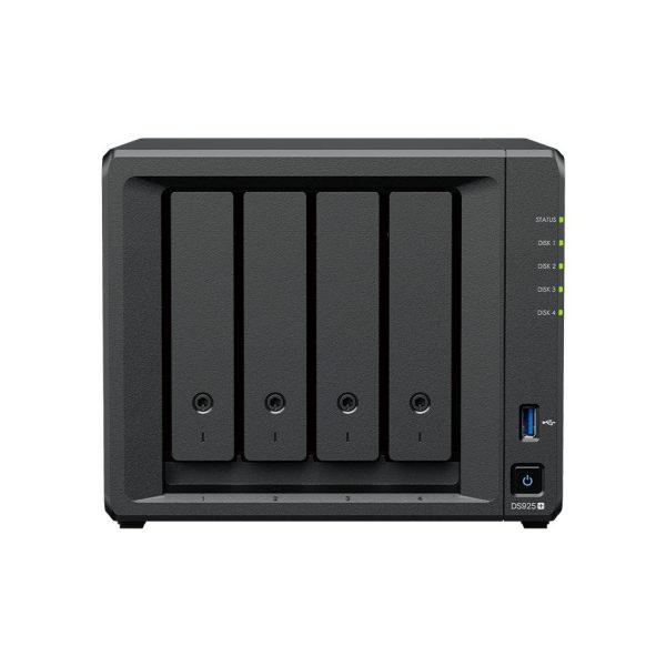 Мрежов сторидж Synology NAS DS925+, за 4 диска, AMD Ryzen V1500B, 4GB DDR4 SODIMM 2