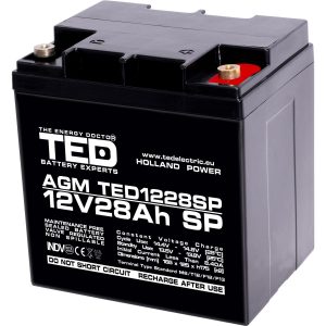 Оловна батерия AGM  12V / 26 Ah/28,5Ah  - 166 / 176 / 125mm терминал F13(M5) TED ELECTRIC 1